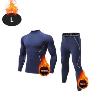Livano Thermokleding Heren - Thermobroek - Thermoset - Thermolegging - Winter - Thermoshirt - Marineblauw - L