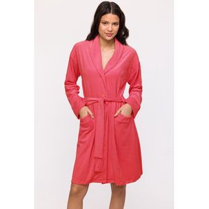 Woody doorknoop kamerjas dames - koraalrood - 241-10-MOL-T/435 - maat XL