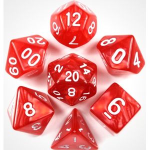 KELERINO. Dobbelstenen voor Dungeons & Dragons - Polydice - Marmer - 7 Delige Set - Rood / Wit