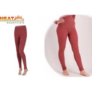 Heat Essentials Thermo Legging Dames- Merinowol - Rood- S - Thermokleding Dames- Thermo Ondergoed Dames - Thermobroek Dames