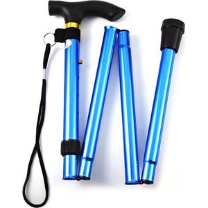Livano Opvouwbare Wandelstok - Inklapbare Wandelstok - Wandelstok Opvouwbaar - Wandelstokken Verstelbaar - Loopstok - Mannen - Vrouwen - Rubber Handvat - Blauw