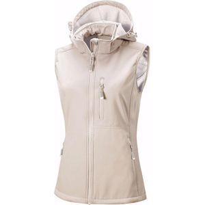 Dames Softshellvest met Afneembare Capuchon en Vleesvoering - Waterdicht, Winddicht, Mouwloos Sportvest met Vakken