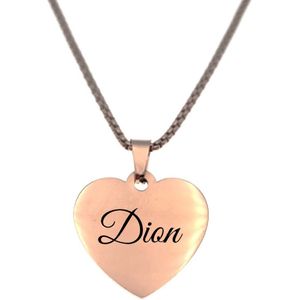 Ketting - Hart - Met Naam - Dion - Rosegoud