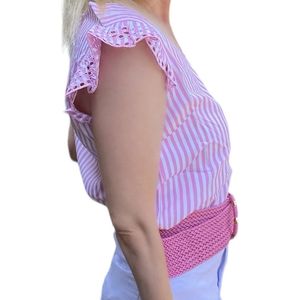 Topje, roze gestreept, maat S