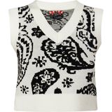 myMo - Gebreide Trui - Paisley-Jacquard - V-hals - Cropped Model