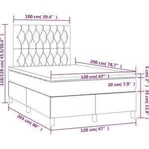 vidaXL Boxspring met matras stof taupe 120x200 cm