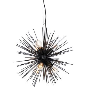QAZQA broom - Moderne Hanglamp - 6 lichts - Ø 50 cm - Zwart - Woonkamer | Slaapkamer | Keuken