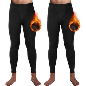 Thermale Lange Onderbroeken voor Mannen - 2-Pack Fleece Gevoerde Leggings voor Koud Weer