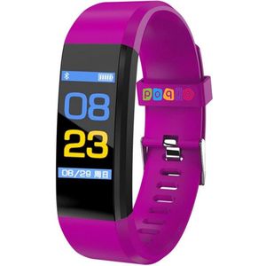 Smart Sport Horloge 115 Plus - Horloge - Hardloop Armband - Stappenteller - Hartslagmeter - Bloeddrukmeter - Activity Tracker - Bluetooth - Waterdicht - Paars