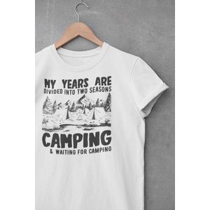 Shirt - My years are divided - Outdoor Goeroe | Avontuur | Buitensport | Natuur | Wandelen | Mountainbike | Klimmen | Survival | Outdoor | Kamperen | Boulderen | Wit