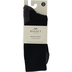 Basset Outdoor “ Merino Wol Sokken - Warme Wandel Sokken - Maat 39/42 - Zwart