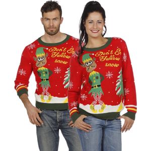 Foute Kersttrui rood met kerstelf - Maatkeuze: Maat XXL