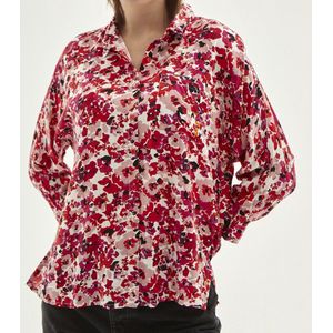 Dames Tops / Shirt | Lange Mouwen | Rood | Wit | Maat S/36