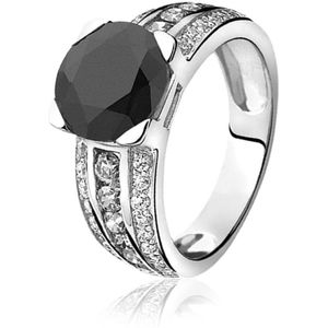 ZINZI zilveren ring zwart ZIR711