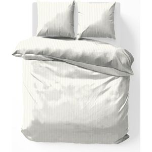 iSleep Dekbedovertrek Satijnstreep - Litsjumeaux - 240x200/220 cm - Licht Beige