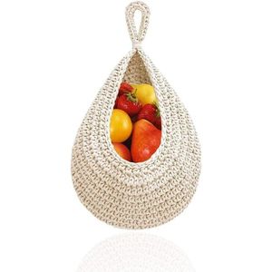 Hangende fruitmand voor groente, fruit, keukengerei en serviesgoed - Wit, 21 x 27 cm