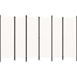 Kamerscherm - Wit - Stof 100% Polyester - Gepoeerdercoat IJzer - 6 Panelen