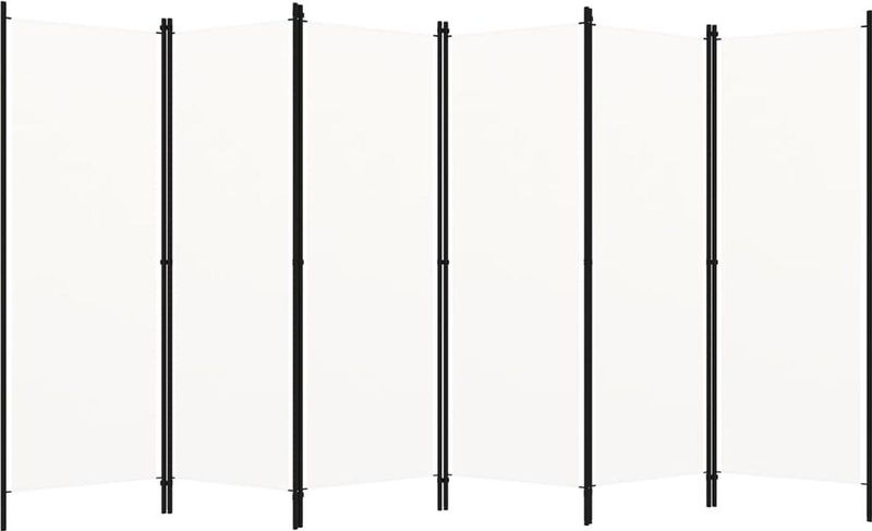 Kamerscherm - Wit - Stof 100% Polyester - Gepoeerdercoat IJzer - 6 Panelen