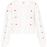 MYMO - Gebreid Vest - Rood / Offwhite - Lange Mouw - Normale Pasvorm