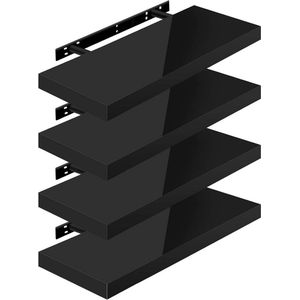 Set van 4 wandplanken - Zwevende planken - Displayranden - Duurzame MDF-constructie - Veelzijdig en stijlvol - Eenvoudige installatie - 60 cm x 22,9 cm x 3,8 cm