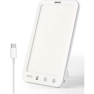Igoods Daglichtlamp - Lichttherapielamp - Daylight Lamp - LED Daglicht Lamp - Tablet Vorm - Staand - Slaapverbeteraar - SAD Lamp - Incl Oplader - Wit