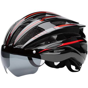 CHIWIN Fietshelm met Achterlicht – Magneetsluiting Vizier – verstelbare helm 58–61 cm – Ultralicht 292 g – 24 Ventilatiegaten – Veiligheidshelm Unisex