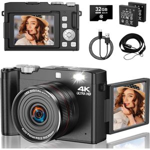 DailySupplies® Vlog Camera voor Beginners - Videocamera voor Kinderen en Volwassenen - Handycam - 4K Kwaliteit
