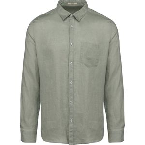 Afgewassen linnen herenoverhemd lange mouwen Almond Green - 3XL