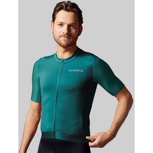 Acelera Professional Wielershirt | Fietsshirt Heren Korte Mouw | Wielrenshirt | Fietskleding | Groen | Maat XL