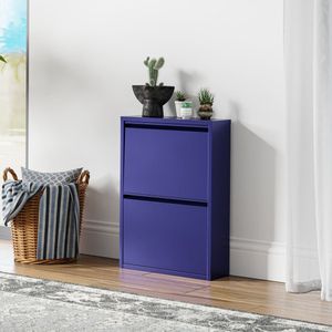 Schoenenkast Sokndal 2 kleppen middernachtblauw 71x50x15 cm [en.casa]