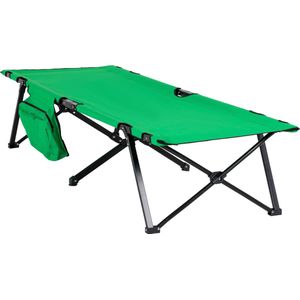 Outsunny Campingbed breedte inklapbaar eenpersoons zijvak oxford groen + zwart A20-194