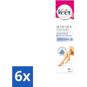 6 x Veet Ontharingscrème Minima Gevoelige Huid 200 ml - Ontharingscrème - Veet - Gevoelige Huid - Ontharen - Zachte Huid