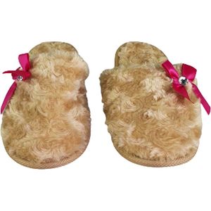 Pantoffels Slippers Met Roze Boog - Lichtbruin - Maat 38