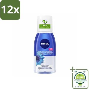 NIVEA – Oogmake-up Remover – Double Effect Waterproof – 125 ml - Voordeelverpakking - 12 stuks - Oogmake-up verwijderen - Waterproof mascara verwijderen