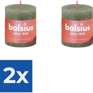Bolsius Stompkaars Fresh Olive Ø68 mm - Hoogte 8 cm - Olijfgroen - 35 branduren - Voordeelverpakking 2 stuks