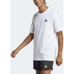 adidas Sportswear Essentials Single Jersey Geborduurd Small Logo T-shirt - Heren - Wit- 2XS
