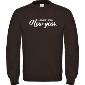 Foute kersttrui zwart XL - A fuckin' good new year - wit - soBAD. | Kerst | Foute kerst trui | Sweater unisex | Sweater mannen | Sweater vrouwen | Nieuwjaar | Feest | Glitter