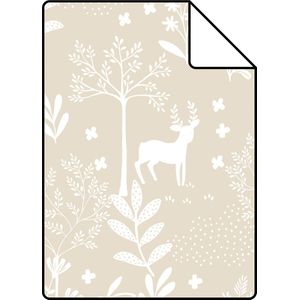 Proefstaal ESTAhome behang bos met bosdieren beige - 26,5 x 21 cm - 139522-S