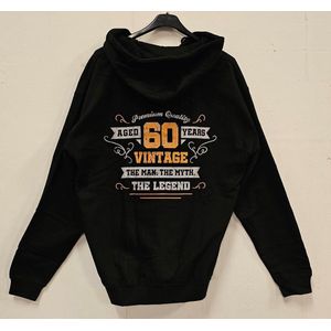 Vest - 60 The Legend - Vintage - Goud - Zilver - Full Zip Hoodie - Dames - Heren - Zwart - Maat L