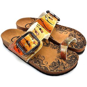 GOBY Orange Pattern Slipper – Handgemaakt – Premium Kwaliteit – Maat 37