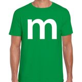 Letter M verkleed/ carnaval t-shirt groen voor heren - M en M carnavalskleding / feest shirt kleding / kostuum XL