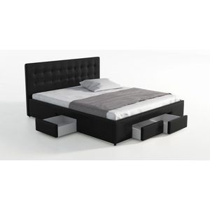 Tweepersoonsbed Milo - Zwart - 160x200 cm