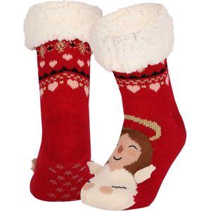 Apollo - Home Socks - Huissokken - Kerstsokken - Dames - Kerstengel - 3D - One Size