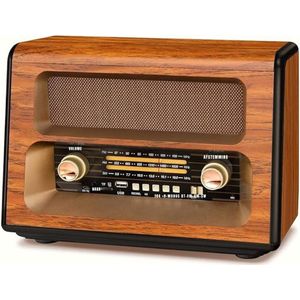 Thuys – Transistor Radio Op Batterijen – Met Netvoeding – 35cm x 20cm x 28cm – Walnotenhout