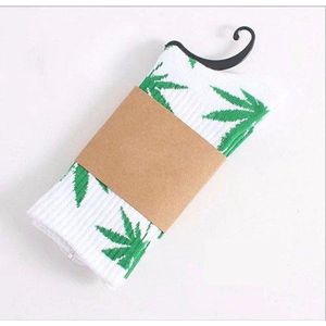 3 Paar Wiet sokken - Cannabis sokken - Hemp Leaf Socks - Skate sokken - Rasta sokken – Hennep sokken – Wietsokken - Wiet Grinder - Sokken - Feest Sokken - 3 Paar - Wit/Groen