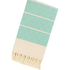 Extra groot strandlaken – XXL strandlaken – 200 x 200 cm – mintgroen – luxe katoenen strandhanddoek – XXL badhanddoek – reishanddoek – xxl hamamdoek - dubbelzijdig – ruit – lichtgewicht – sneldrogend – zandafstotend - Ibiza stijl - Viva Dune