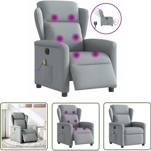 vidaXL Massagefauteuil - Elektrische Massagestoel - Massagestoel elektrisch verstelbaar stof lichtgrijs - Elektrische Relaxfauteuil - Ergonomische Stoel - Comfortstoel