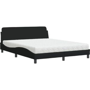 vidaXL - Bed - met - matras - stof - zwart - 160x200 - cm