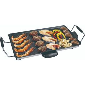 Royalty Line® TP18209 Teppanyaki Bakplaat - Tafelgrill 46x26 cm - Plancha Voor 4 tot 6 Personen - Grillplaat Met Antiaanbaklaag En Marmer Coating - Zwart
