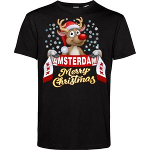 T-shirt Amsterdam | Foute Kersttrui Dames Heren | Kerstcadeau | Ajax supporter | Zwart | maat XL